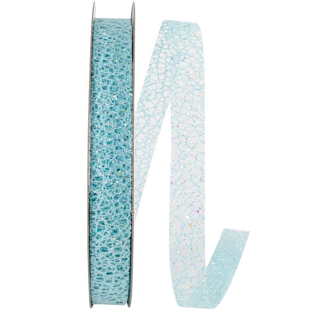 Glitter Web Mesh Ribbon Light 5/8 Inch for Wreaths and Bows