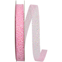 Pink Glitter Web Mesh Ribbon 5/8 Inch for Wreaths