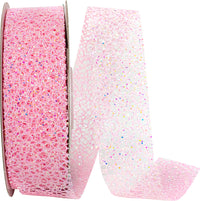 Pink Glitter Web Mesh Ribbon 1-1/2 Inch for Wreaths