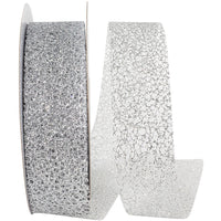 Silver Glitter Web Mesh Ribbon 1-1/2 Inch for Wreaths