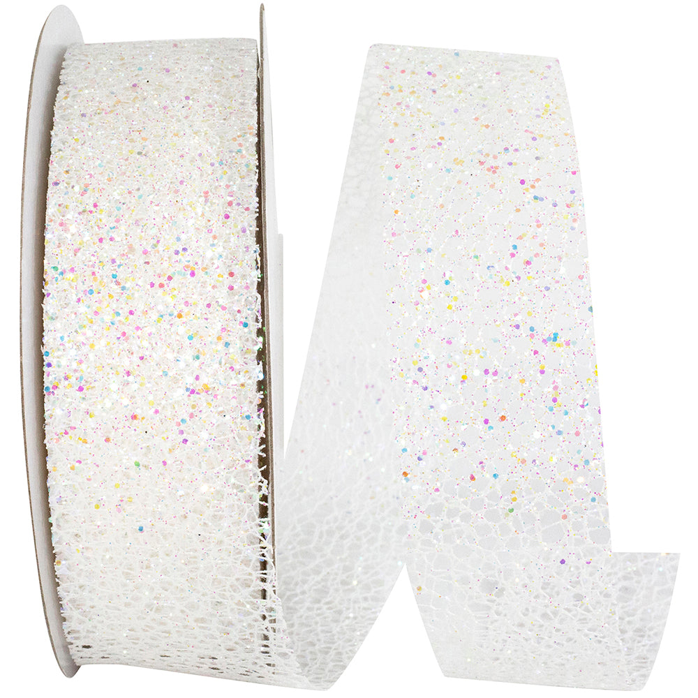 Iridescent Glitter Web Mesh Ribbon 1-1/2 Inch for Wreaths