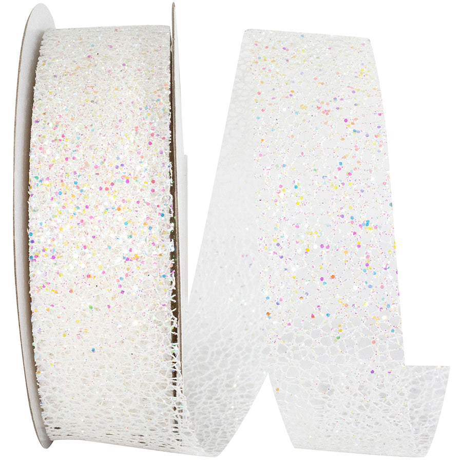 Iridescent Glitter Web Mesh Ribbon 1-1/2 Inch for Wreaths