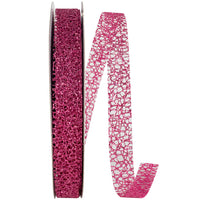 Fuchsia Glitter Web Mesh Ribbon 5/8 Inch for Wreaths