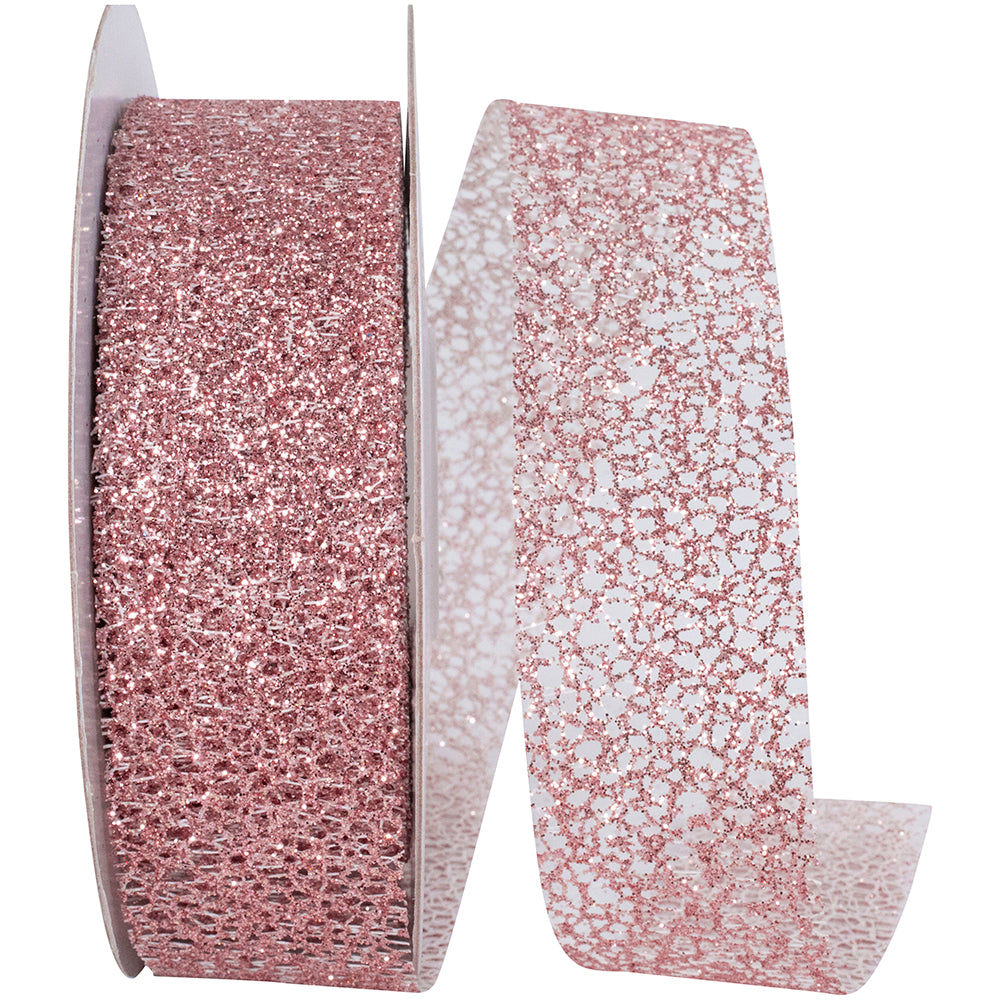 Glitter Web Mesh Ribbon Rose 1-1/2 Inch for Wreaths