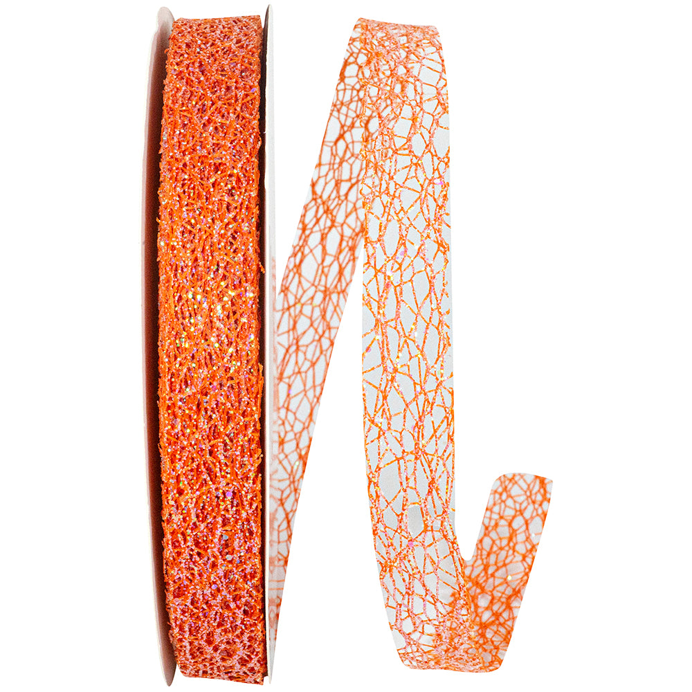 Glitter Web Mesh Ribbon Tropical 5/8 Inch for Wreaths