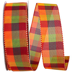 Wired Edge Plaid Francesa Ribbon 1-1/2 Inch Comb. 50Yds
