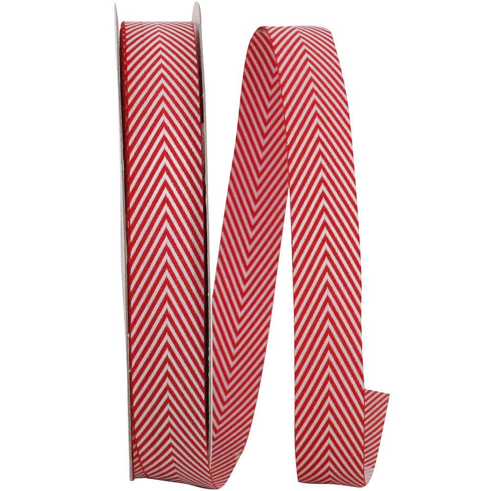 Red White 5 8 Inch Herringbone Candy Cane Ribbon for Wreaths & Bows
