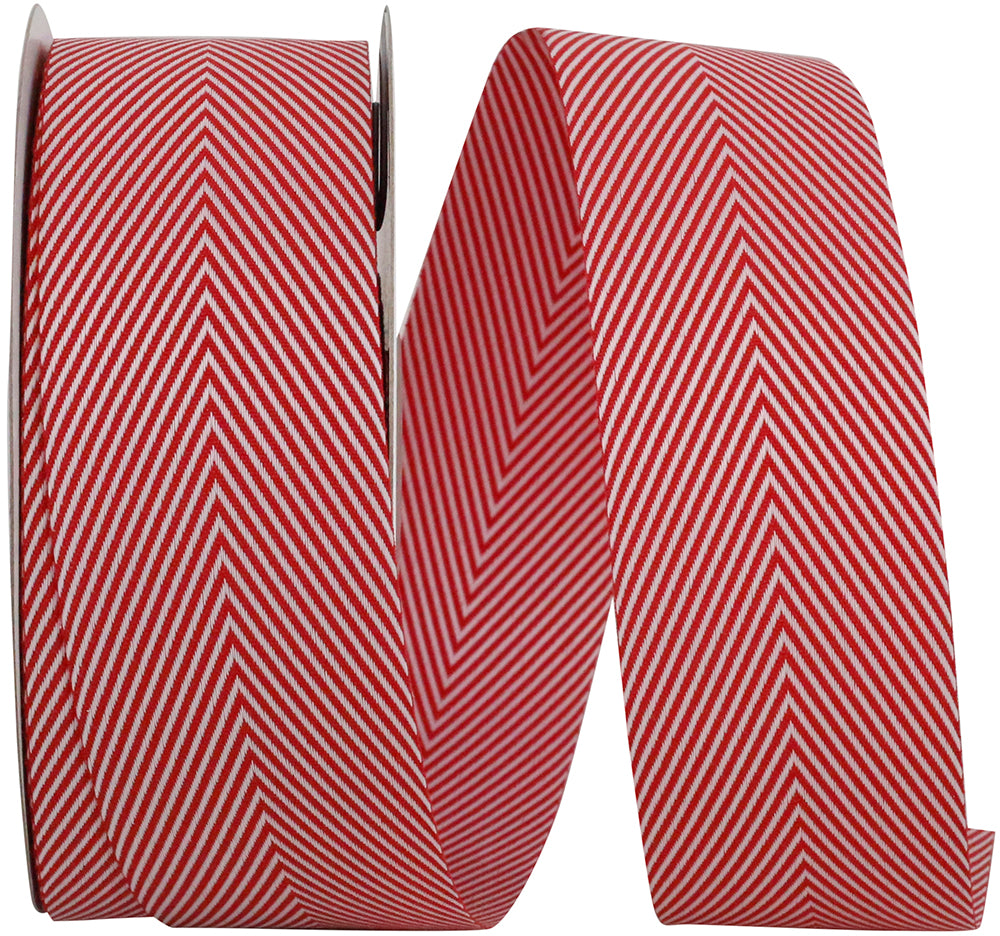 Red White 1-1 2 Inch Herringbone Candy Cane Ribbon for Wreaths & Bows