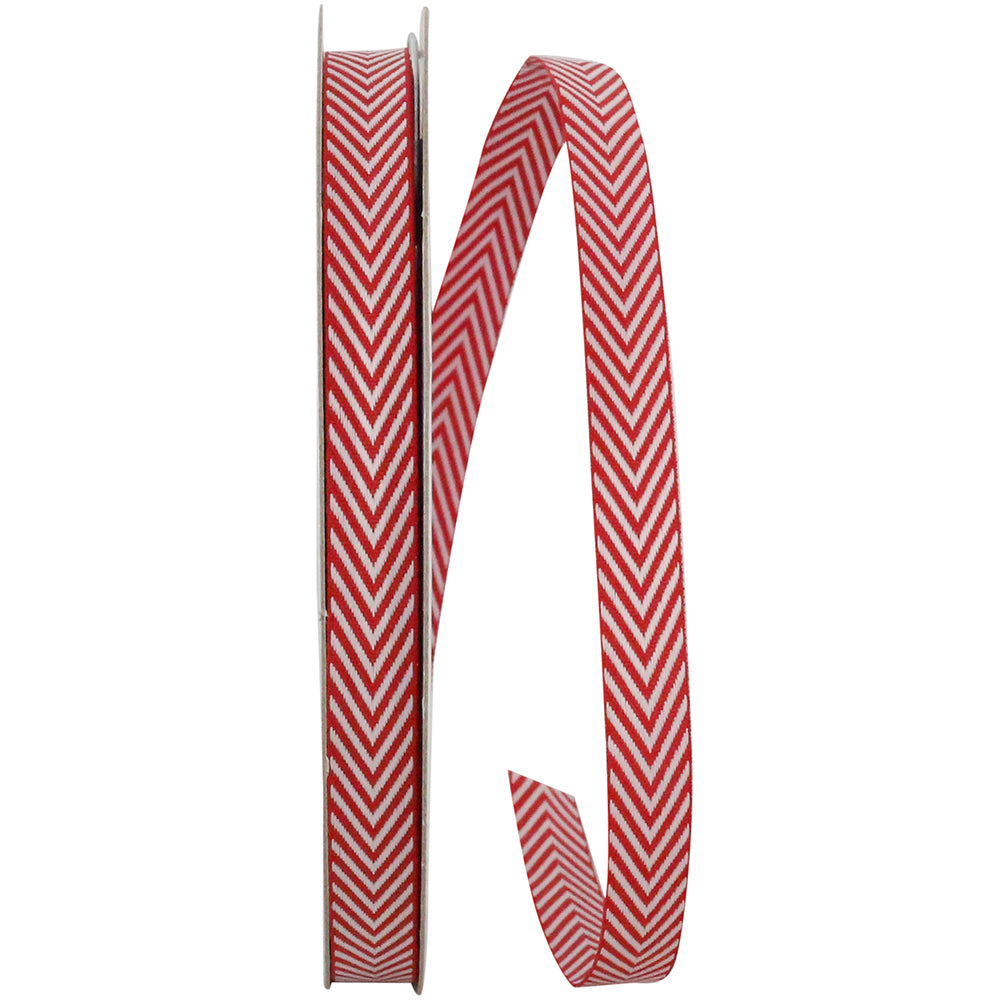 Red White 3 8 Inch Herringbone Candy Cane Ribbon for Wreaths & Bows