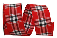 Woven Lauren Plaid Ribbon Red Black 1-1/2 Inch 10Yds