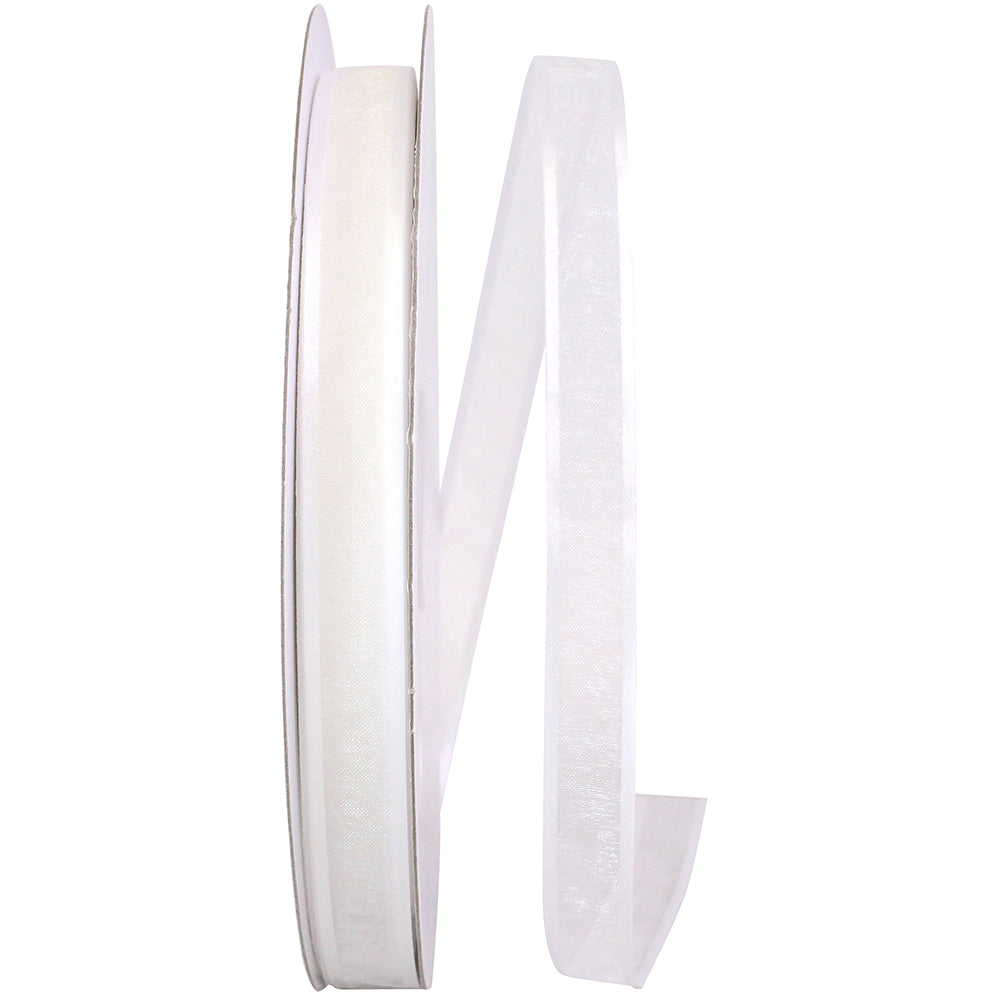 White 5 8 Inch Sheer Satin Edge Ribbon for Wreaths & Bows