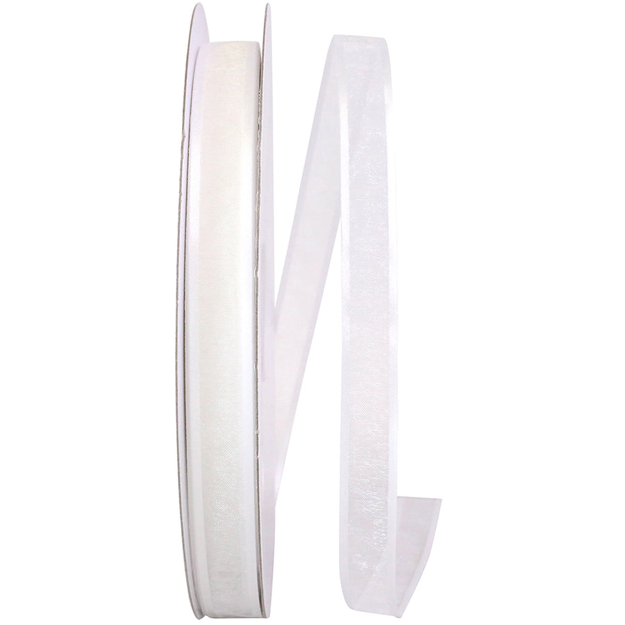 White 5 8 Inch Sheer Satin Edge Ribbon for Wreaths & Bows