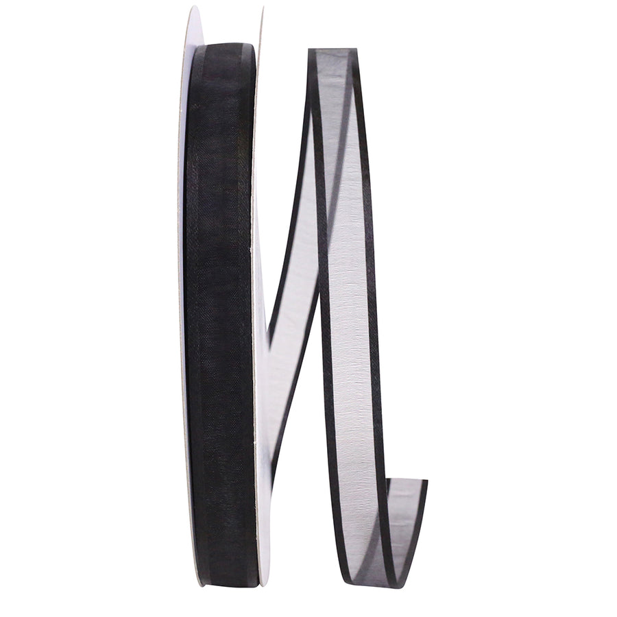 Black 5 8 Inch Sheer Satin Edge Ribbon for Wreaths & Bows
