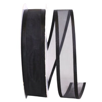 Black 1-1 2 Inch Sheer Satin Edge Ribbon for Wreaths & Bows