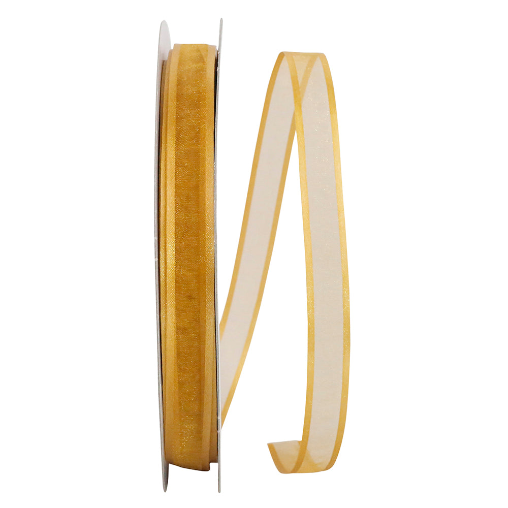 Gold 5 8 Inch Sheer Satin Edge Ribbon for Wreaths & Bows
