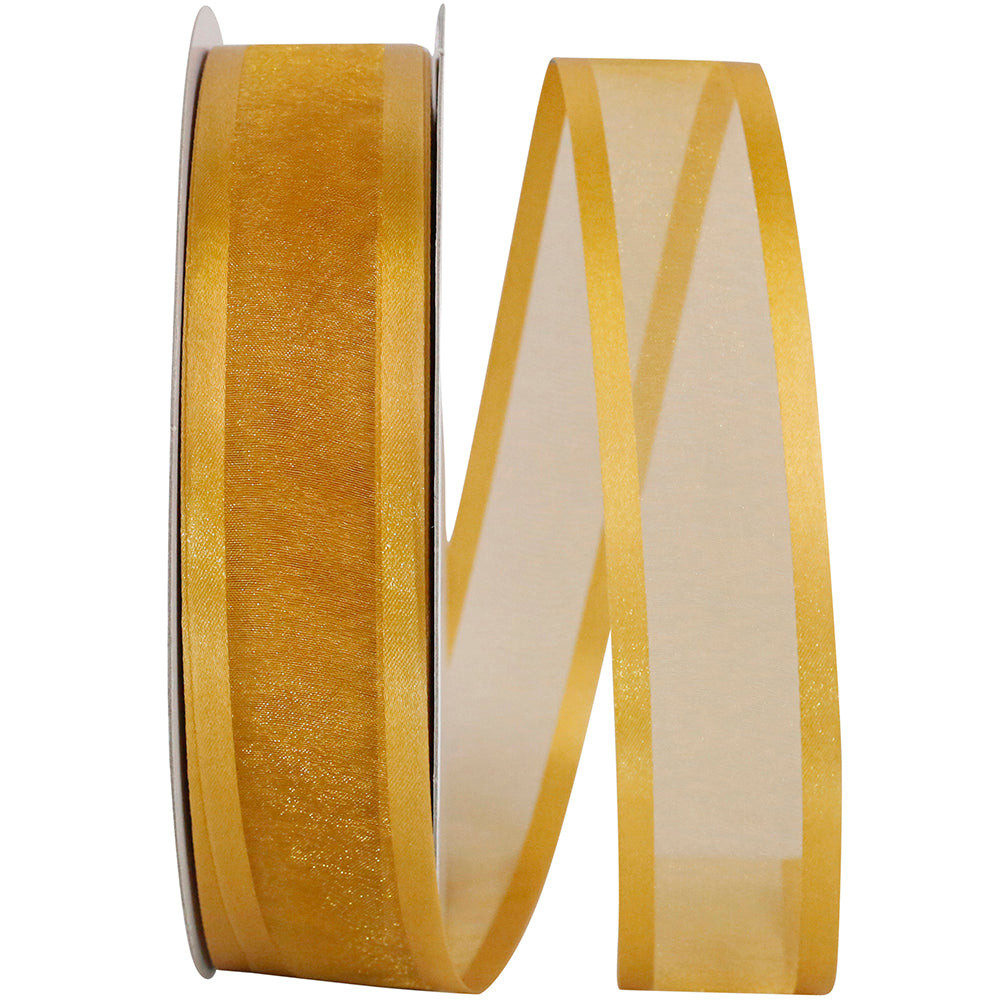 Gold 1-1 2 Inch Sheer Satin Edge Ribbon for Wreaths & Bows