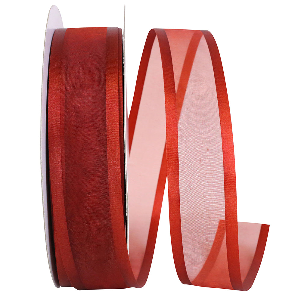 Rust 1-1 2 Inch Sheer Satin Edge Ribbon for Wreaths & Bows