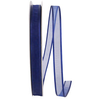 Navy 5 8 Inch Sheer Satin Edge Ribbon for Wreaths & Bows