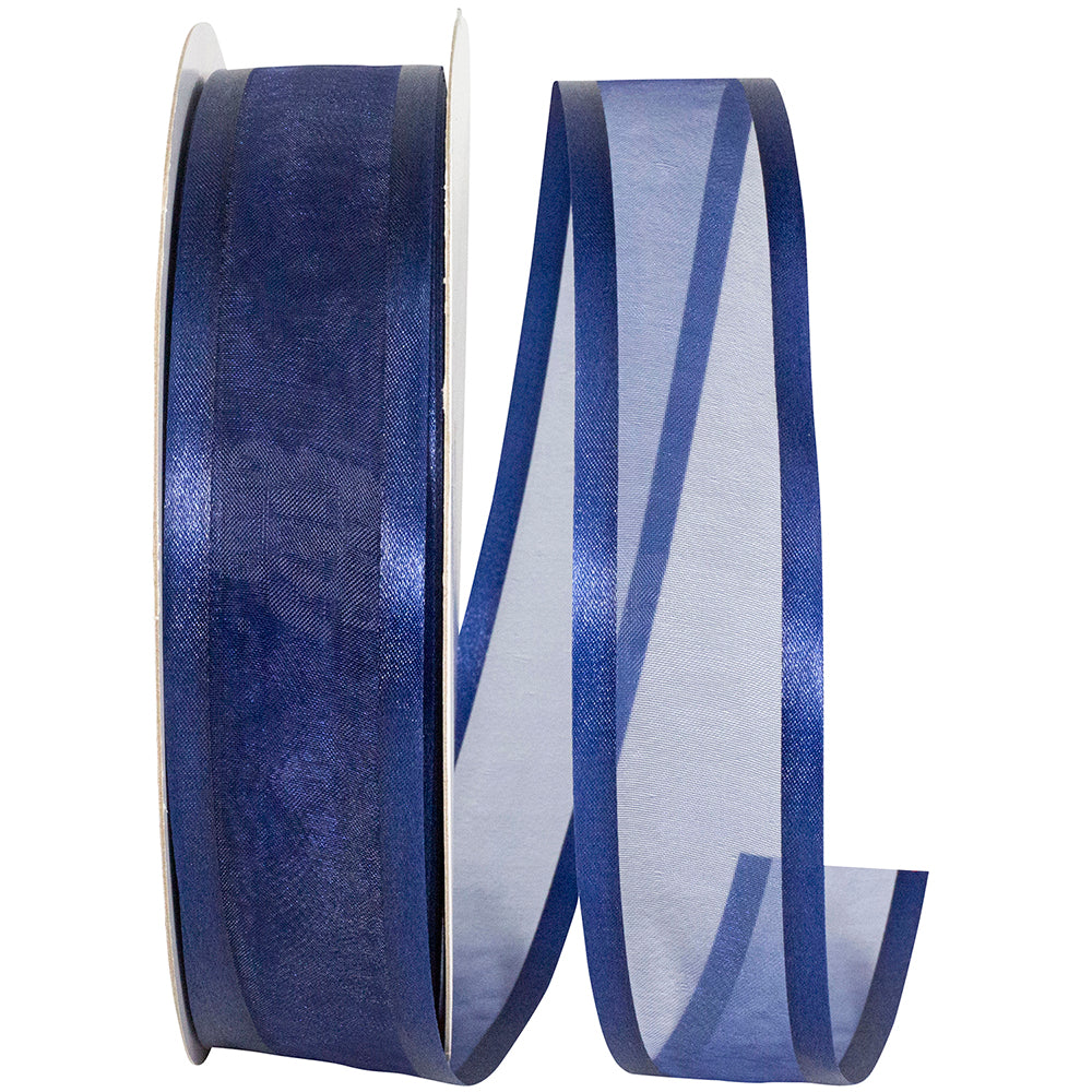 Navy 1-1 2 Inch Sheer Satin Edge Ribbon for Wreaths & Bows