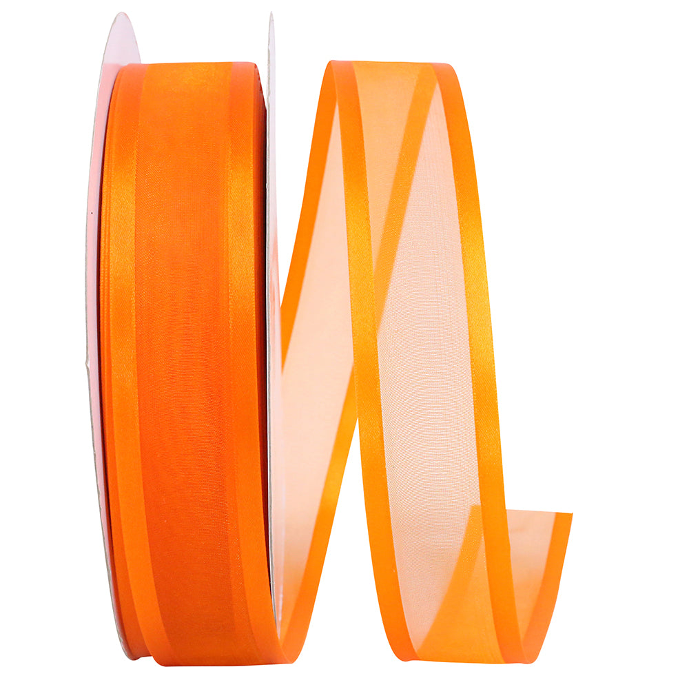 Orange 1-1 2 Inch Sheer Satin Edge Ribbon for Wreaths & Bows