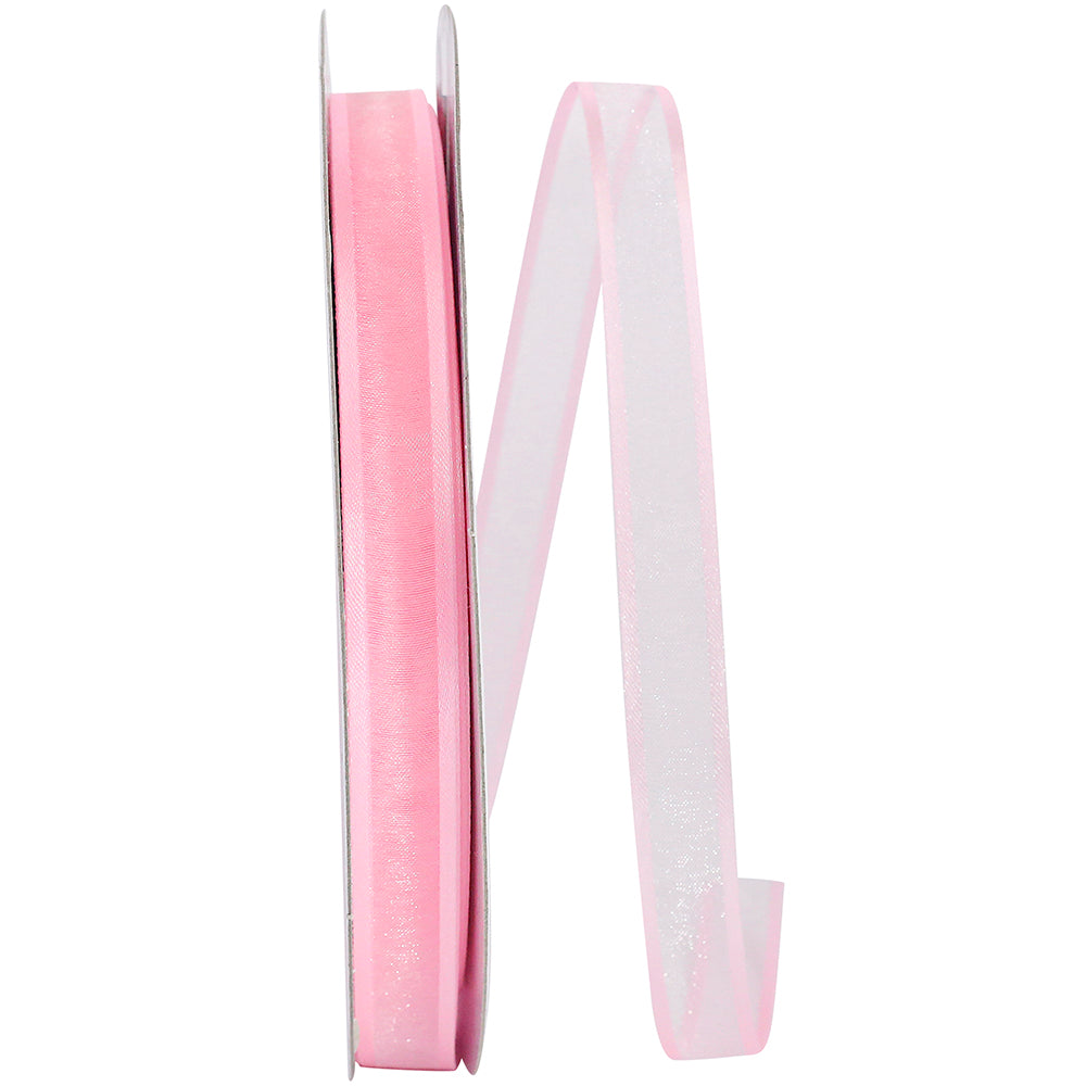 Pink 5 8 Inch Sheer Satin Edge Ribbon for Wreaths & Bows