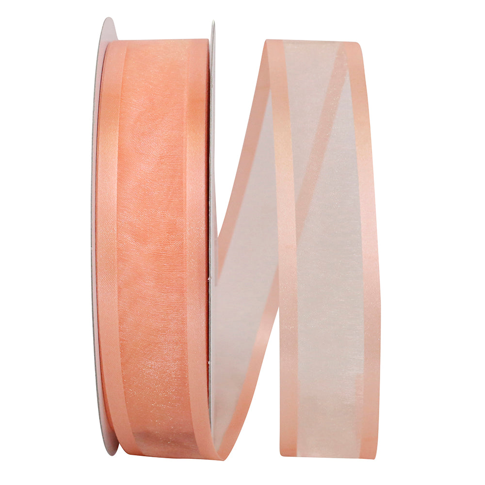 Peach 1-1 2 Inch Sheer Satin Edge Ribbon for Wreaths & Bows