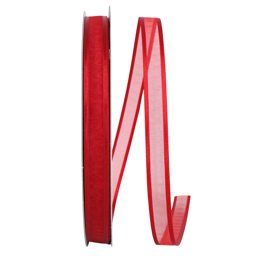 Red 5 8 Inch Sheer Satin Edge Ribbon for Wreaths & Bows