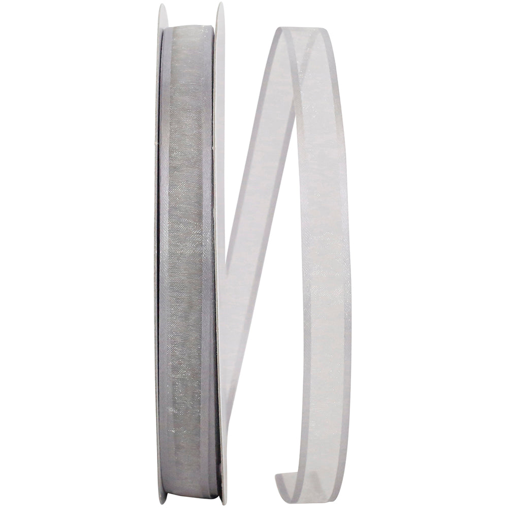 Silver 5 8 Inch Sheer Satin Edge Ribbon for Wreaths & Bows