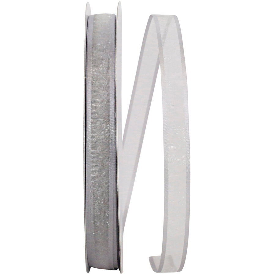 Silver 5 8 Inch Sheer Satin Edge Ribbon for Wreaths & Bows