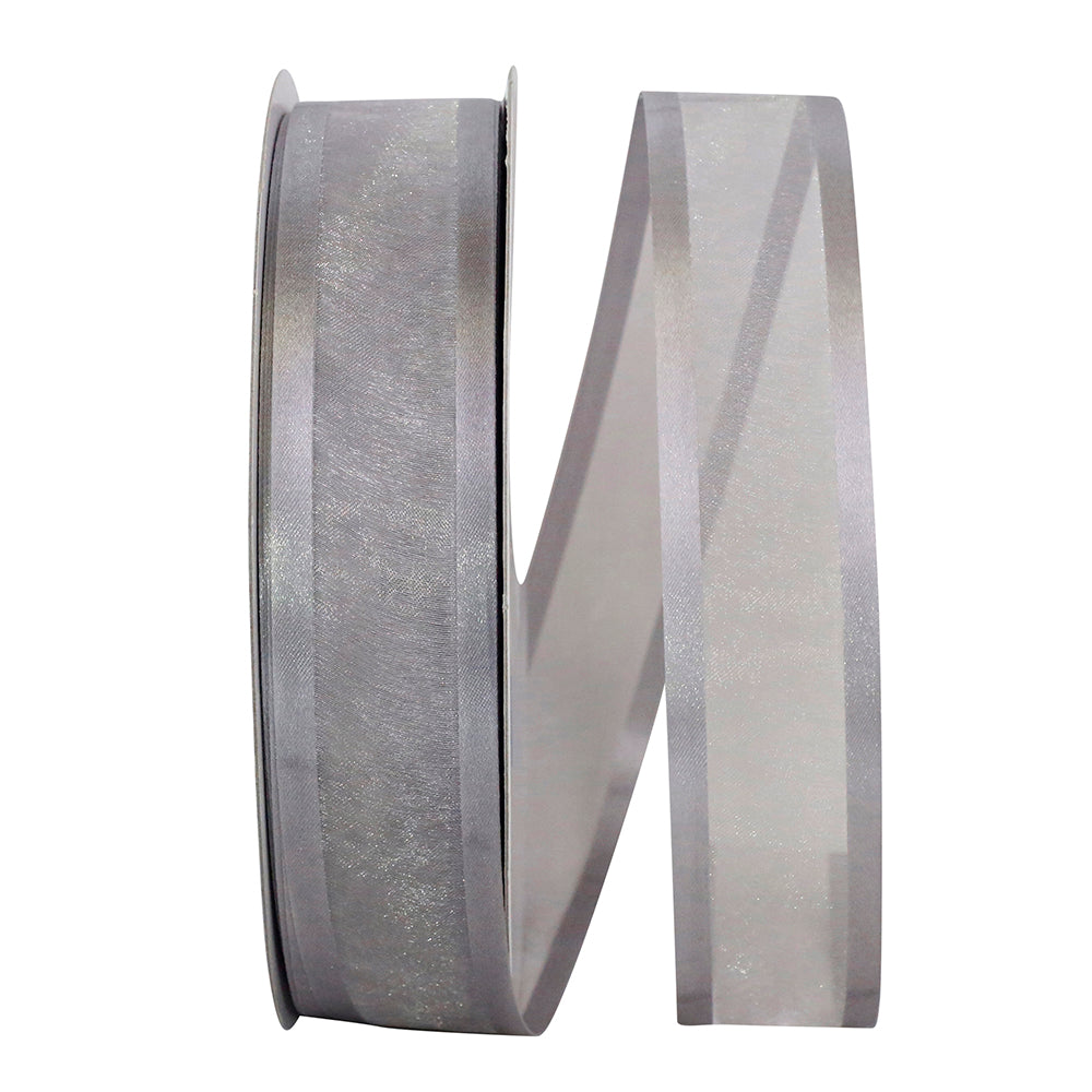 Silver 1-1 2 Inch Sheer Satin Edge Ribbon for Wreaths & Bows