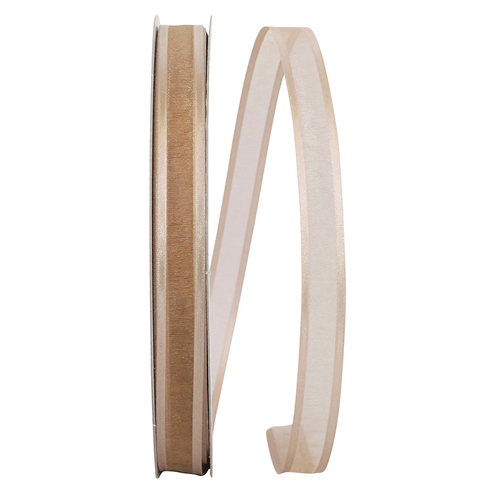 Tan 5 8 Inch Sheer Satin Edge Ribbon for Wreaths & Bows