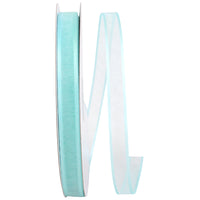 Aqua Sheer Satin Edge Ribbon 5/8 Inch for Wreaths and Bows