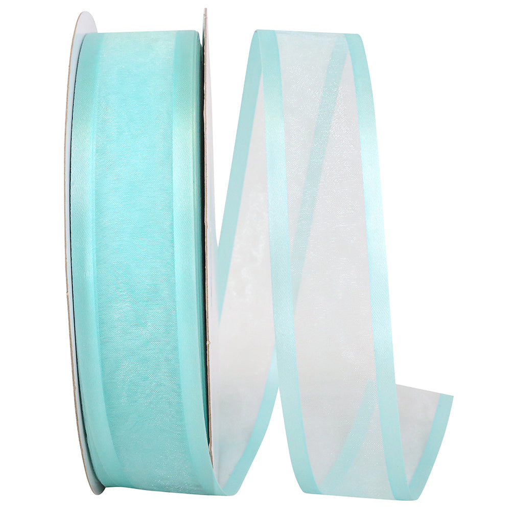 Aqua Sheer Satin Edge Ribbon 1-1/2 Inch for Wreaths