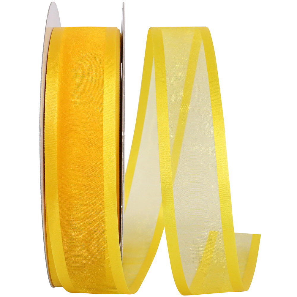 Yellow 1-1 2 Inch Sheer Satin Edge Ribbon for Wreaths & Bows