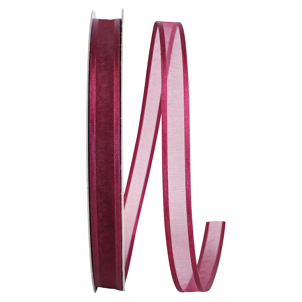 Burgundy Sheer Satin Edge Ribbon 5/8 Inch for Bows