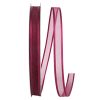 Burgundy Sheer Satin Edge Ribbon 5/8 Inch for Bows