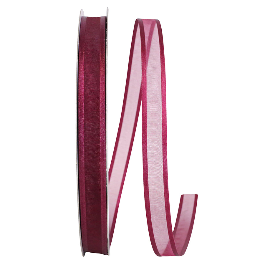 Burgundy Sheer Satin Edge Ribbon 5/8 Inch for Bows
