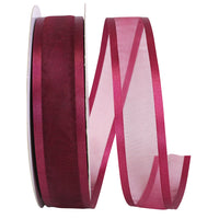 Burgundy Sheer Satin Edge Ribbon 1-1/2 Inch for Bows