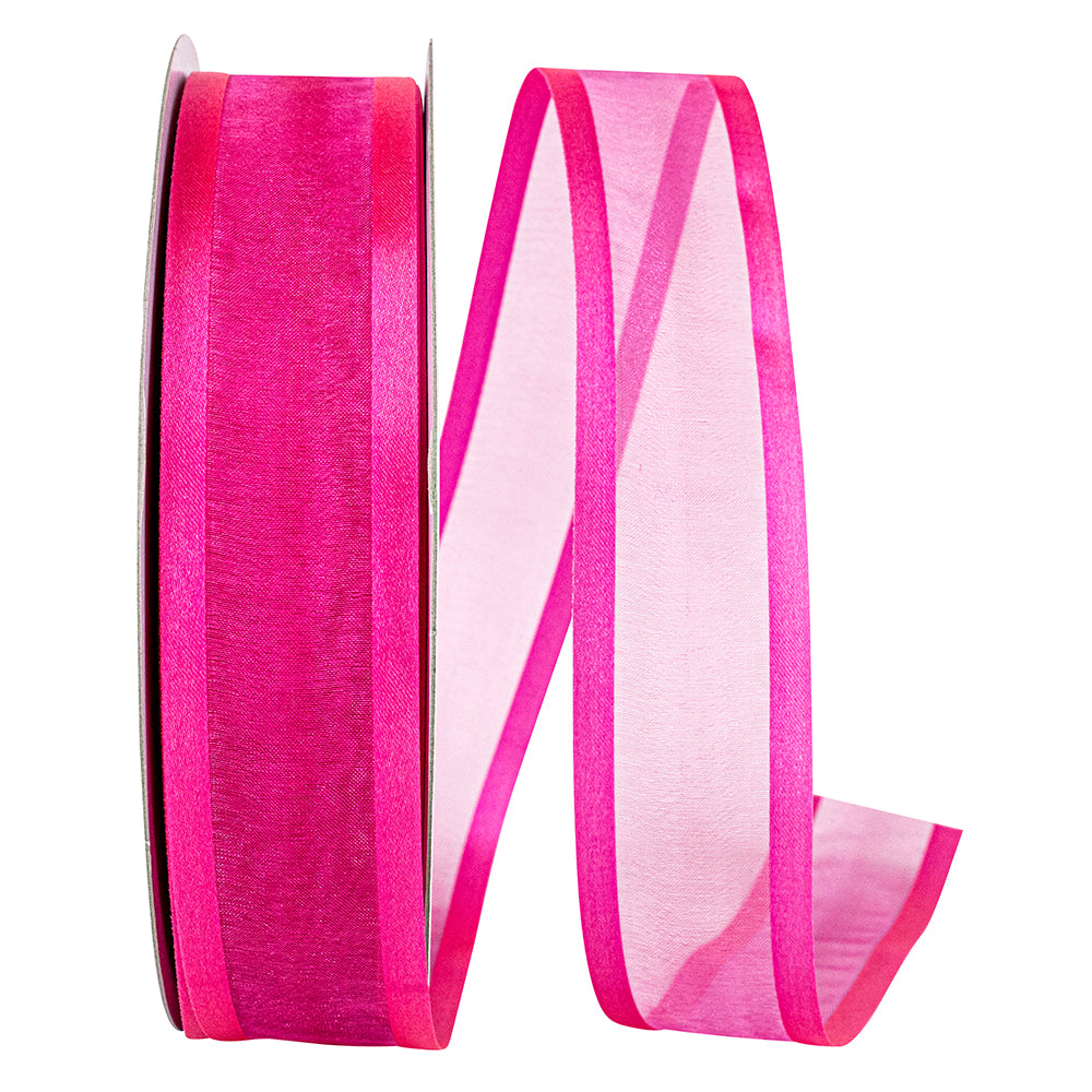 Fuchsia 1-1 2 Inch Sheer Satin Edge Ribbon for Wreaths & Bows
