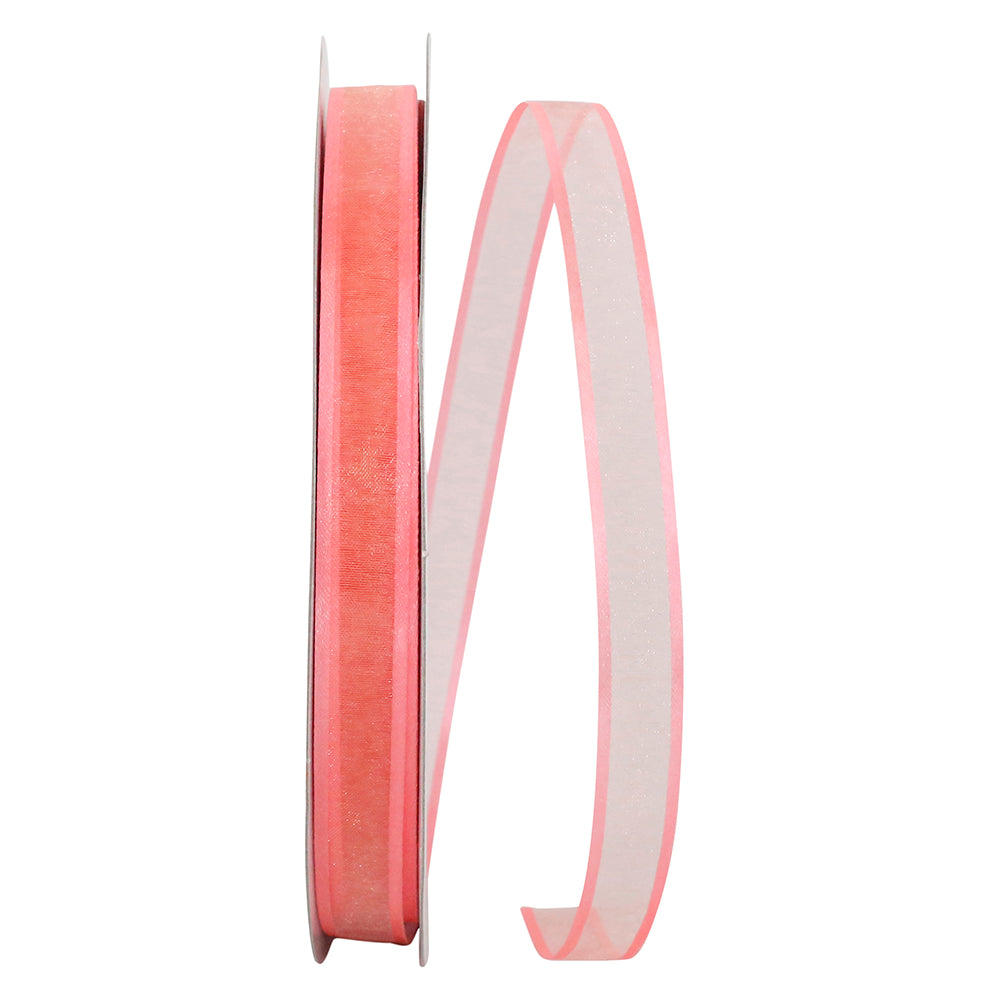 Salmon 5 8 Inch Sheer Satin Edge Ribbon for Wreaths & Bows