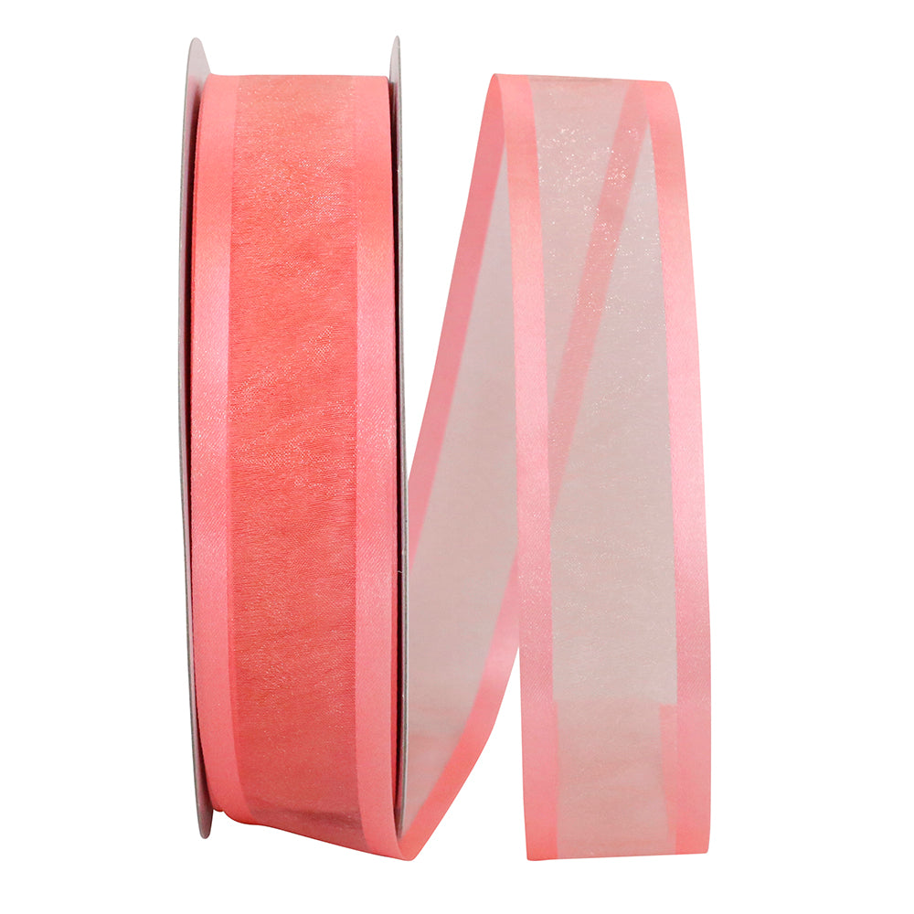 Salmon 1-1 2 Inch Sheer Satin Edge Ribbon for Wreaths & Bows