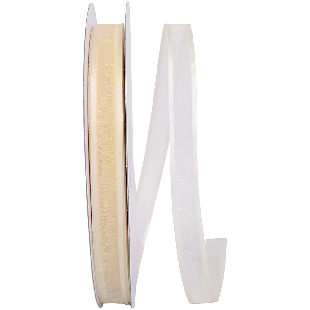 Ivory 5 8 Inch Sheer Satin Edge Ribbon for Wreaths & Bows