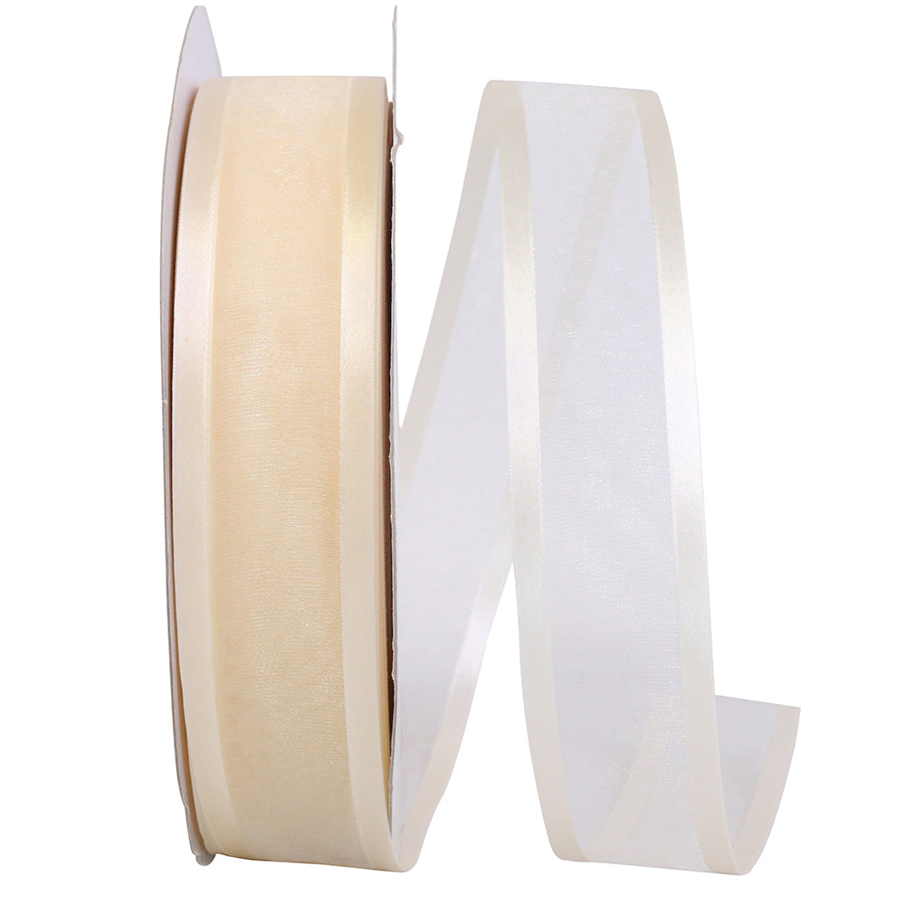 Ivory 1-1 2 Inch Sheer Satin Edge Ribbon for Wreaths & Bows