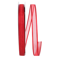 Scarlet Sheer Satin Edge Ribbon 5/8 Inch for Wreaths
