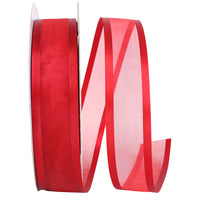 Scarlet Sheer Satin Edge Ribbon 1-1/2 Inch for Bows