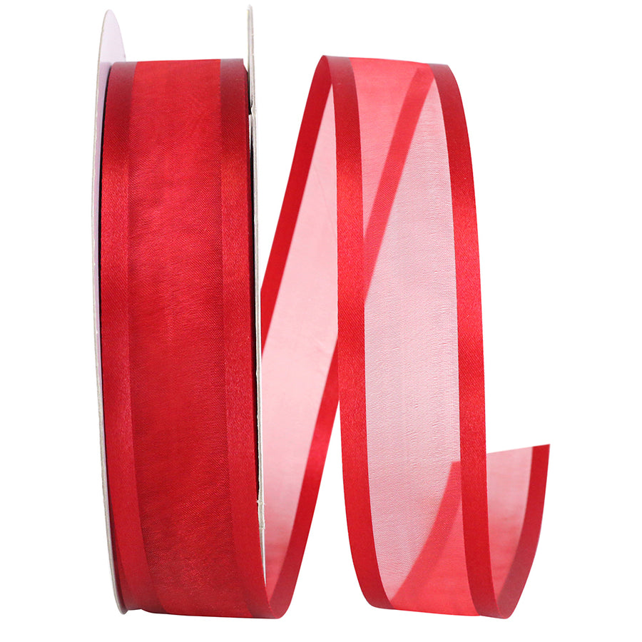 Scarlet Sheer Satin Edge Ribbon 1-1/2 Inch for Bows