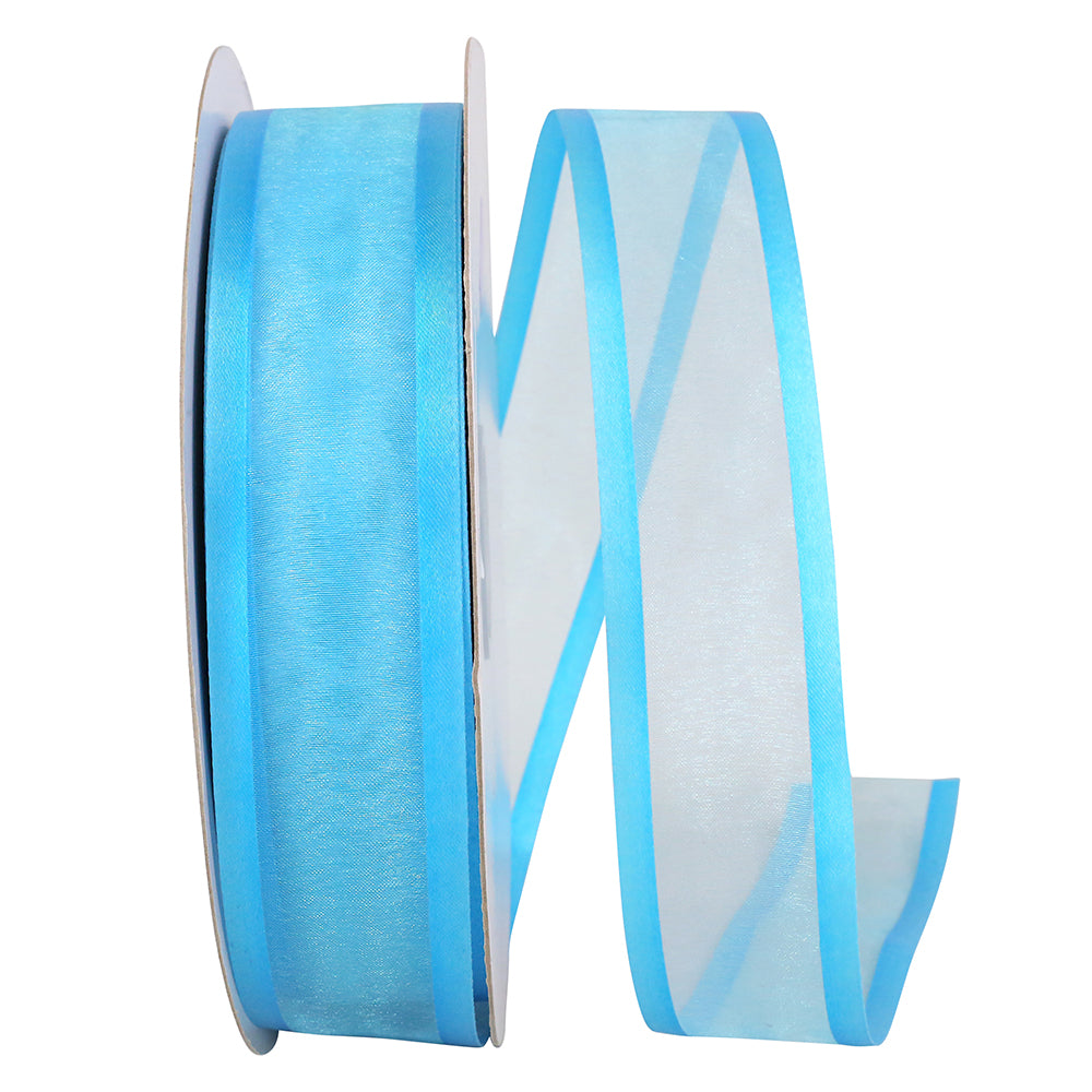 Turquoise Sheer Satin Edge Ribbon 1-1/2 Inch for Bows