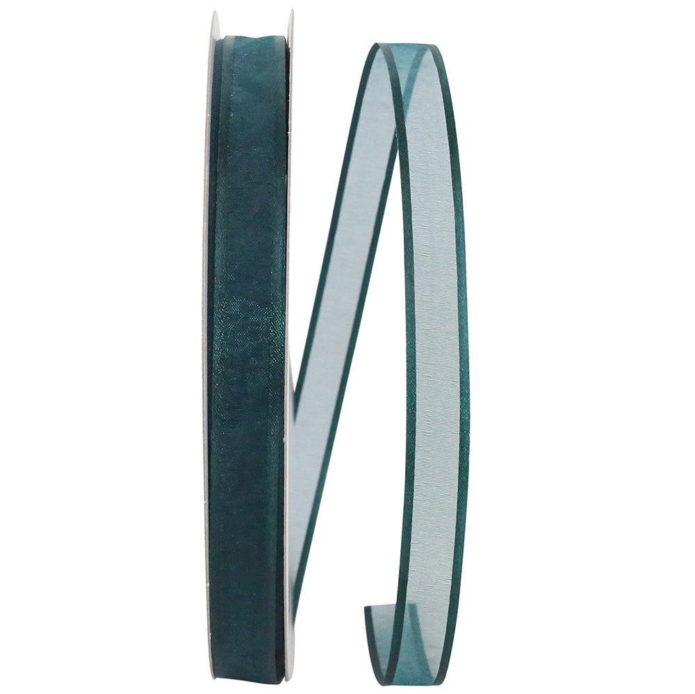 Teal Sheer Satin Edge Ribbon 5/8 Inch for Wreaths and Bows