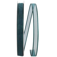 Teal Sheer Satin Edge Ribbon 5/8 Inch for Wreaths and Bows
