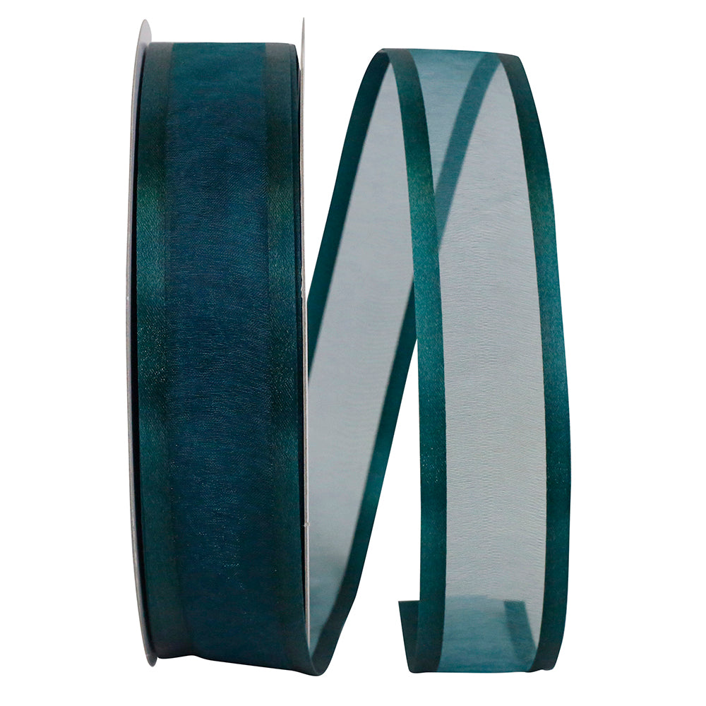 Teal Sheer Satin Edge Ribbon 1-1/2 Inch for Wreaths